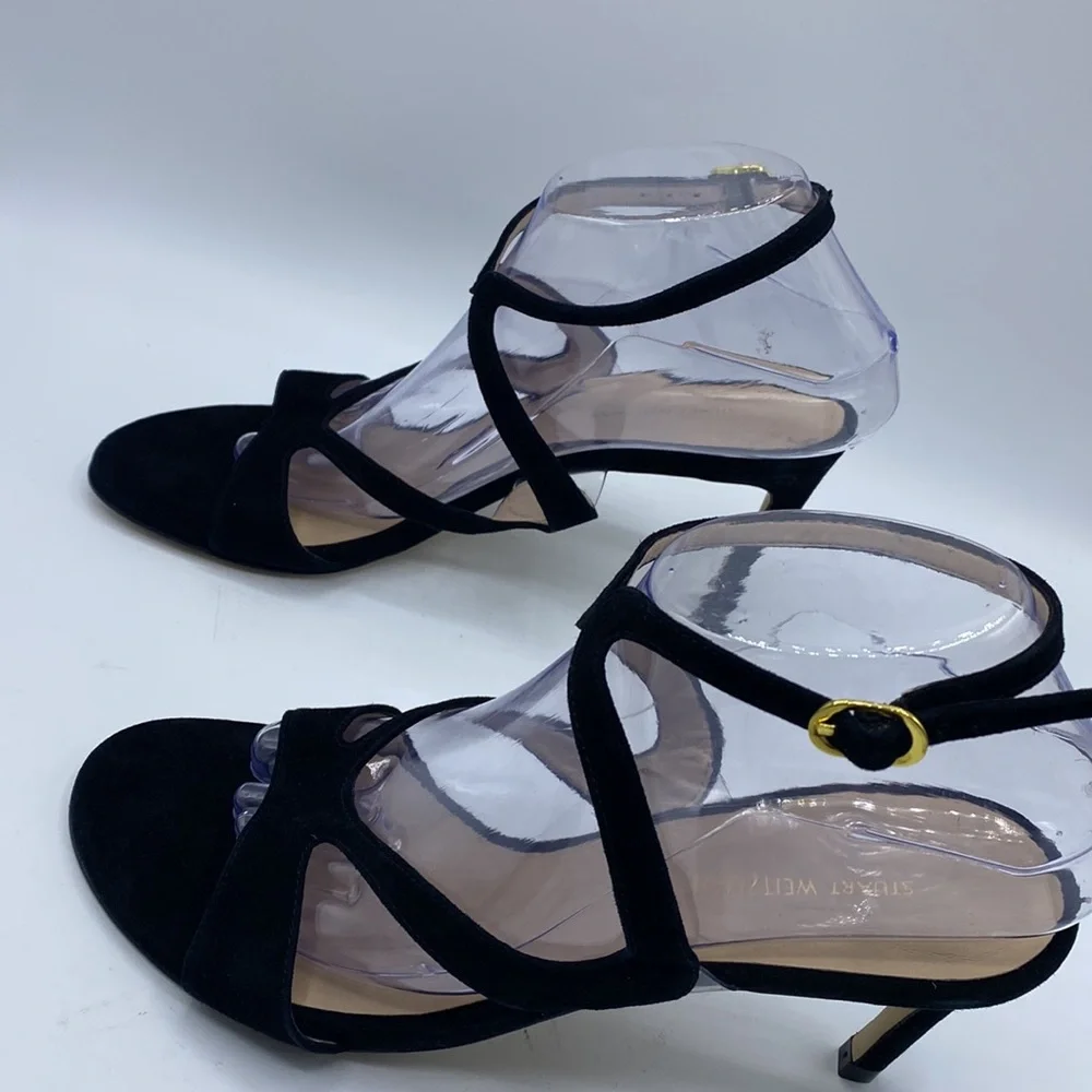 STUART WEITZMAN SANDAL BLACK SUEDE‎